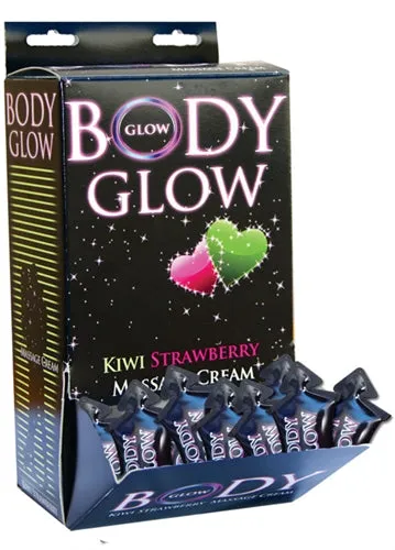 Hott Products Female Sex Toys Body Glow Massage Cream 50 Pieces Display Kiwi Strawberry