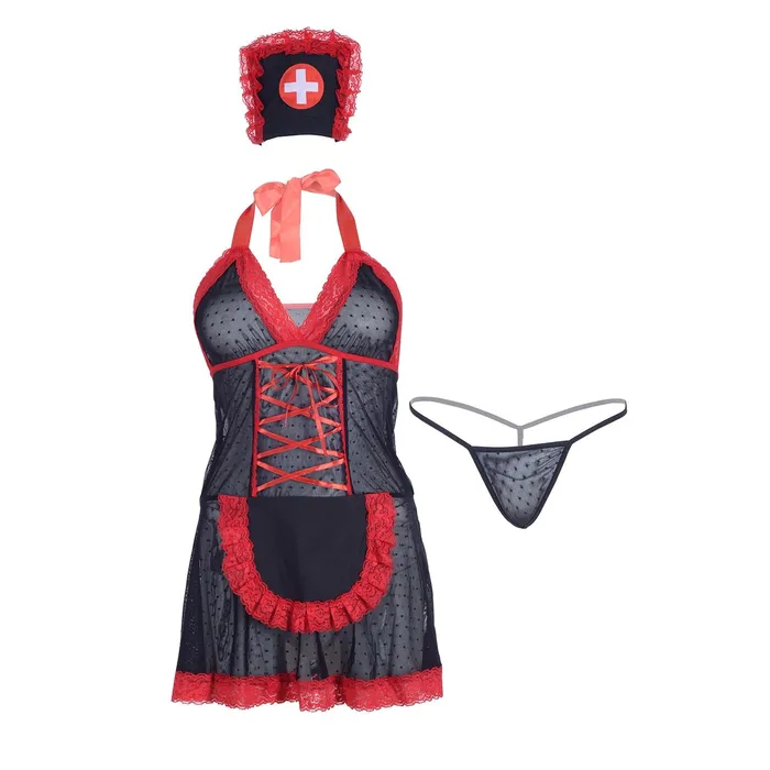 ItspleaZure Black Red French Nurse Costume ItspleaZure Anal