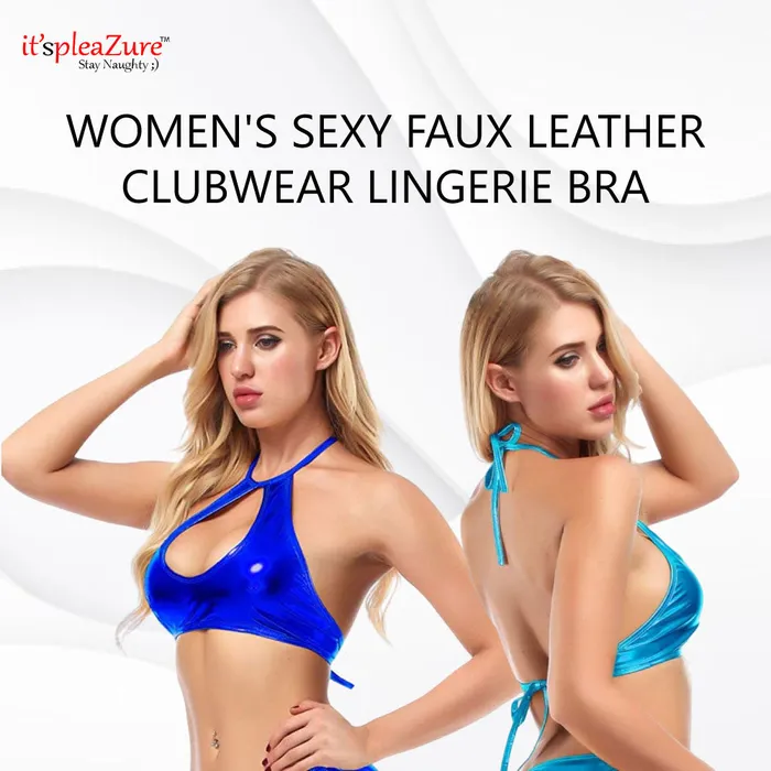 ItspleaZure Male Sex Toys ItspleaZure womens Sexy Faux Leather Clubwear Lingerie Bra