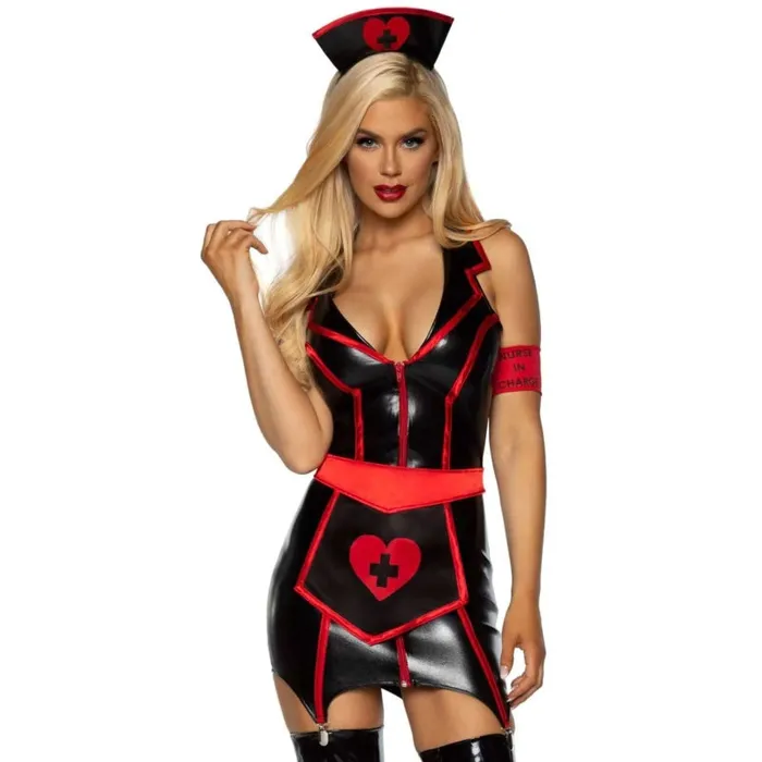 Leg Avenue Anal Naughty Nurse Costume Small Blackred