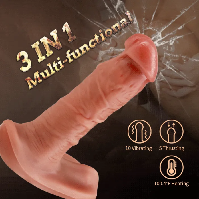 Lifelike Prostate Dildos Heating Anal Toy with Remote Control | Playfulsextoy Male Sex Toys