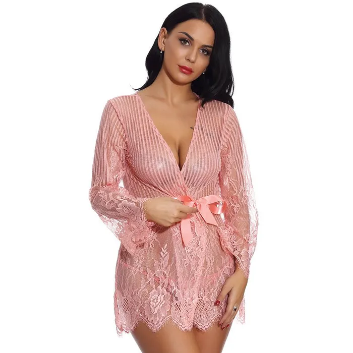 Long lace cardigan nightgown adult pajamas mesh Playfulsextoy Vibrators