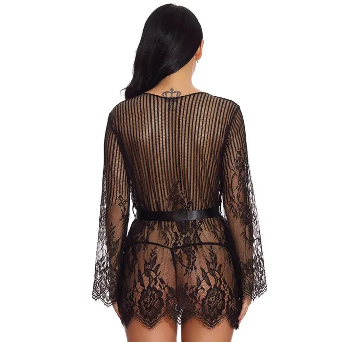 Long lace cardigan nightgown adult pajamas mesh | Playfulsextoy Vibrators