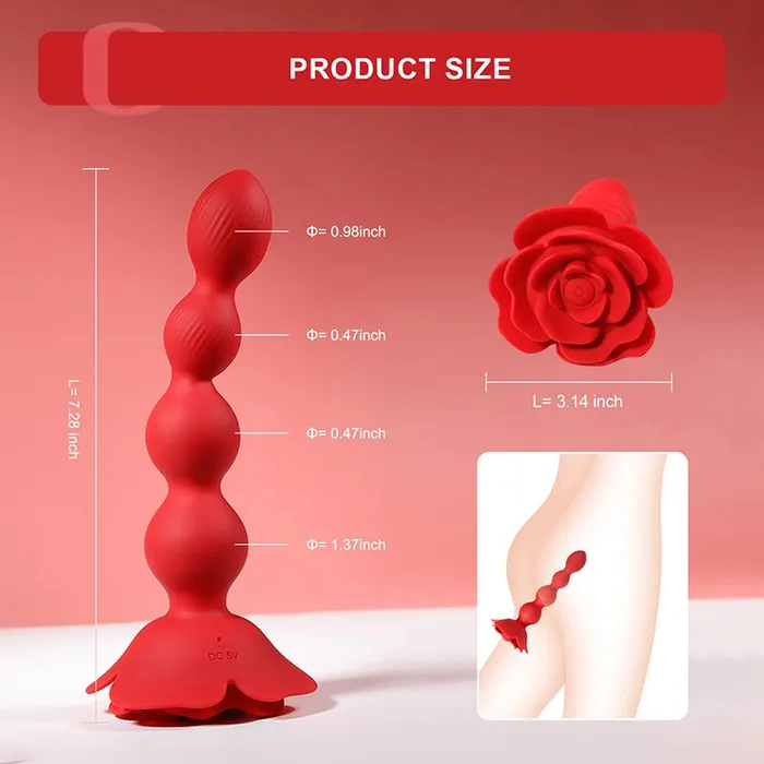 Lovetoyshub Male Sex Toys | 10 Rotation Vibration Modes Rose Anal Beads