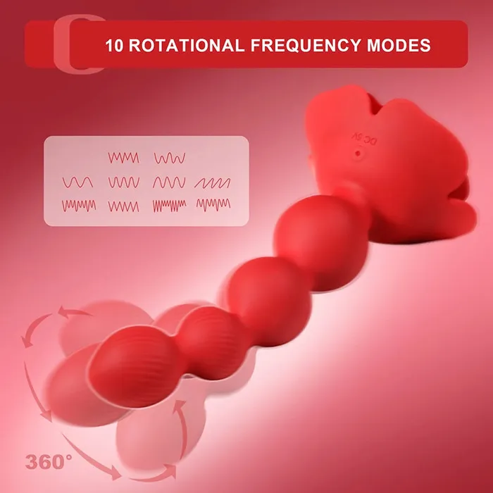 Lovetoyshub Male Sex Toys | 10 Rotation Vibration Modes Rose Anal Beads