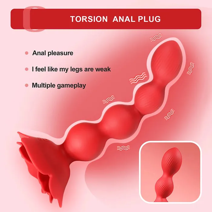 Lovetoyshub Male Sex Toys | 10 Rotation Vibration Modes Rose Anal Beads