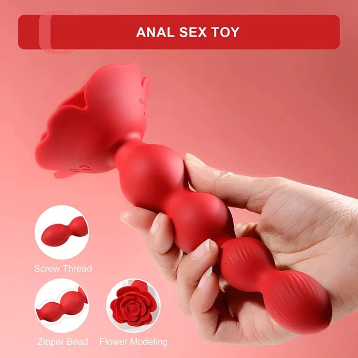 Lovetoyshub Male Sex Toys | 10 Rotation Vibration Modes Rose Anal Beads