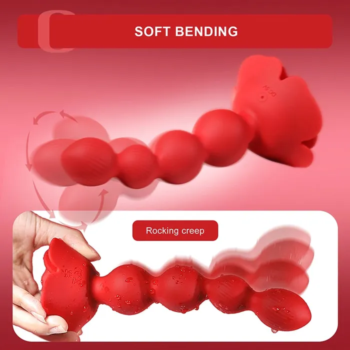 Lovetoyshub Male Sex Toys | 10 Rotation Vibration Modes Rose Anal Beads