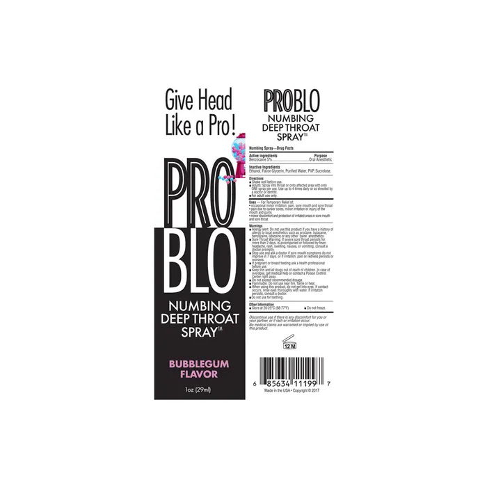 Male Sex Toys | ProBlo Deep Throat Spray - Bubblegum - Bubblegum Flavoured Deep Throat Spray - 30 ml - Little Genie