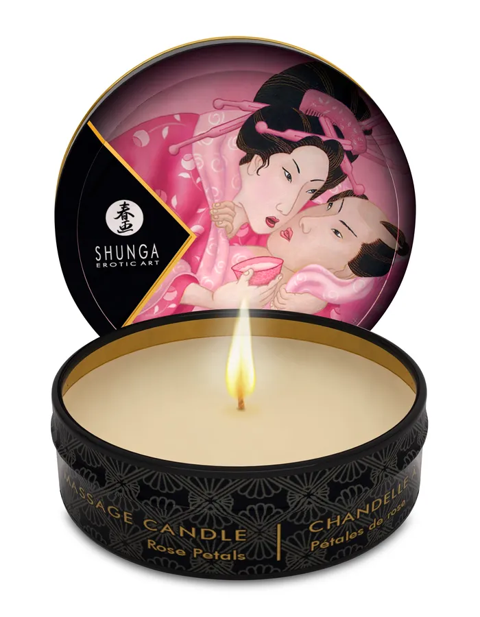 Mini Massage Candle Aphrodisia Roses Petals 1 Fl Oz Shunga Couples