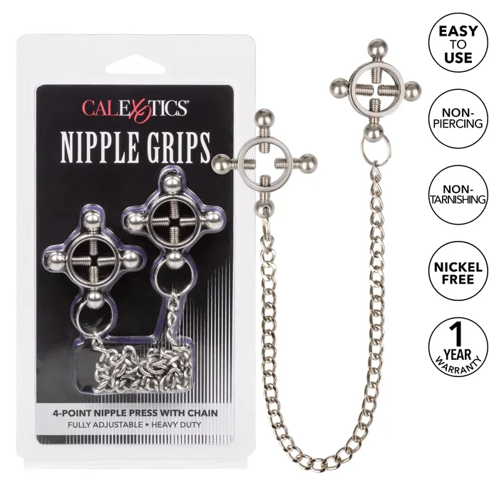 Nipple & Clitoral Toys | CalExotics Nipple Grips 4-Point Nipple Press With Chain