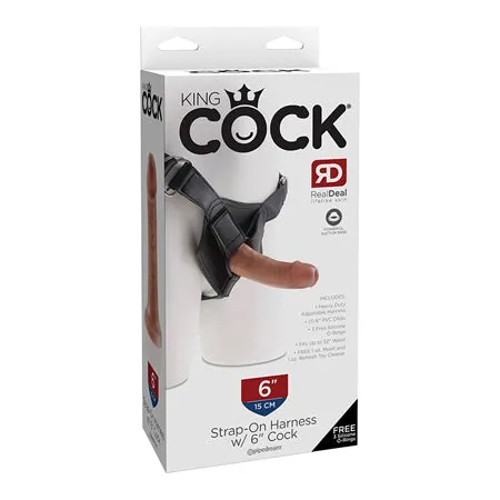 PD Products Female Sex Toys Pipedream King Cock Strapon Harness With 6 in Cock Tan