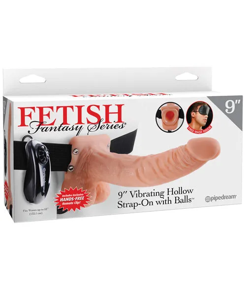 Pipedream Female Sex Toys Fetish Fantasy Series 9 Vibrating Hollow Strap On Wballs Flesh