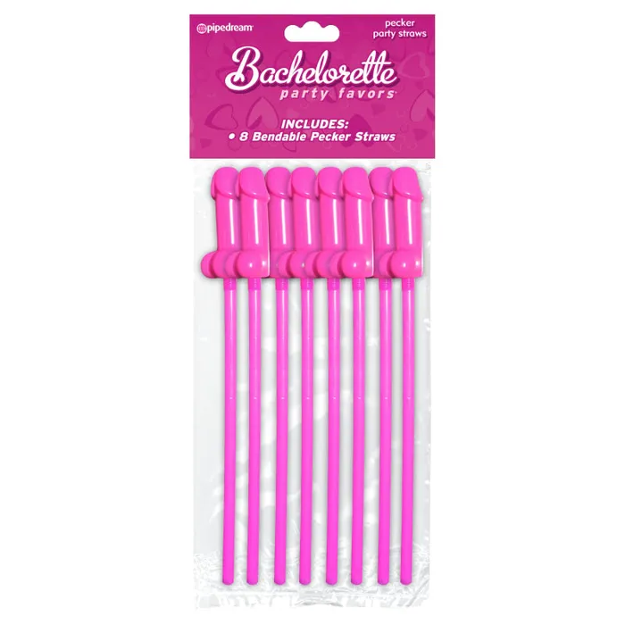 Pipedream Vibrators Bachelorette Party Favors Bendable Pecker Straws 8 Count