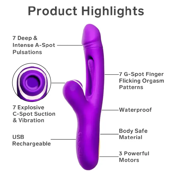 Playfulsextoy Female Sex Toys | Sam Ⅳ - Vibrator with Flapping Vibration & Clitoral Suction