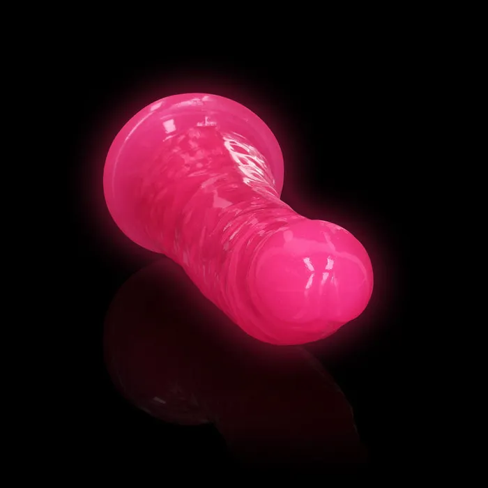 REALROCK 15.5 cm Slim Glow in the Dark Neon - Pink-(rea141glopnk) | Shots Toys Dildos