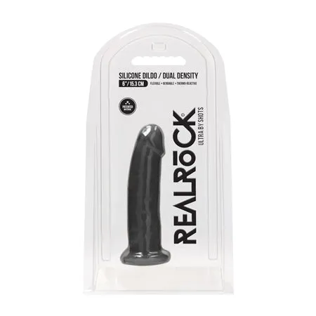 RealRock Ultra Realistic Dual Density Silicone 6 in Bendable Dildo Black Shots America Female Sex Toys