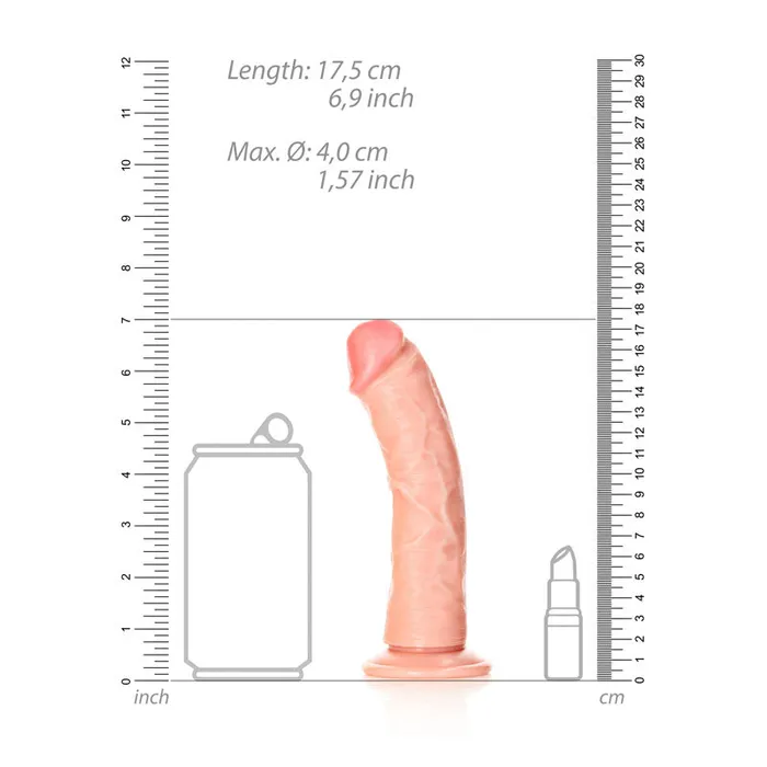 Shots Toys Female Sex Toys | REALROCK Realistic Regular Curved Dildo with Suction Cup - 15.5 cm-(rea116fle)