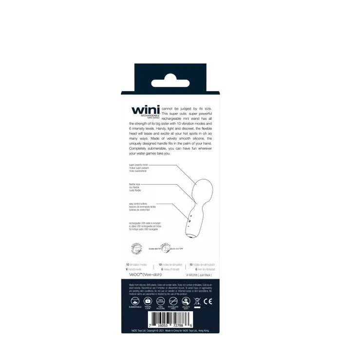 Vedo Wini Rechargeable Mini Wand - Black | Vibrators