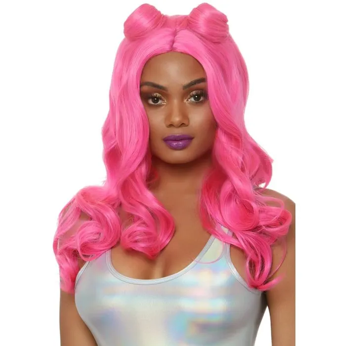 Vibrators Long Beachy Buns Wig 24 With Buns Pink Leg Avenue