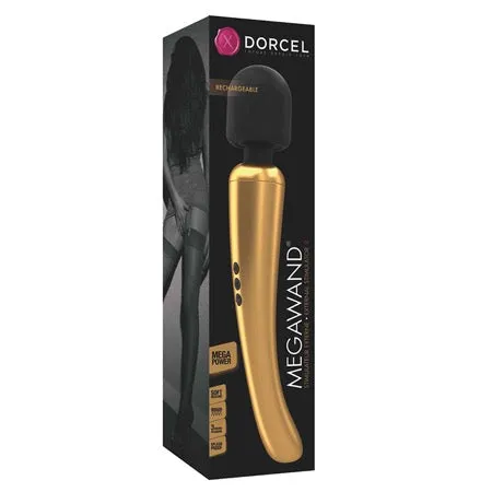 Vibrators Lovely Planet USA Dorcel MegaWand Rechargeable Wand Vibrator GoldBlack