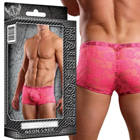 Vibrators Male Power Lingerie Male Power Mini Short Neon Lace Hot Pink M