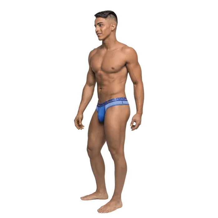 Vibrators Male Power Reversible Thong Small Medium Royal Blue