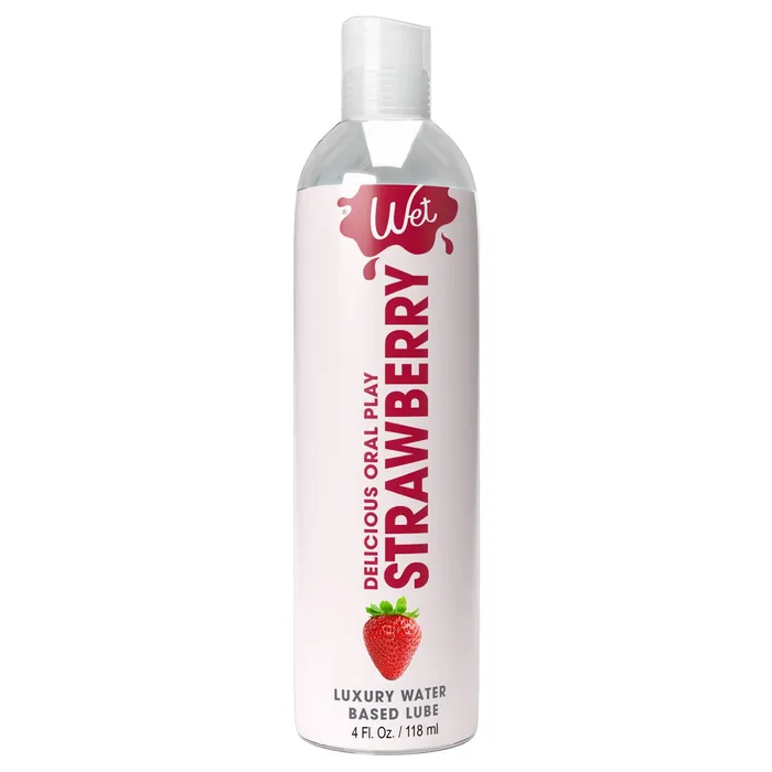 Wet Lubricants Wet Delicious Oral Play Strawberry Waterbased Flavored Lubricant 4 Oz