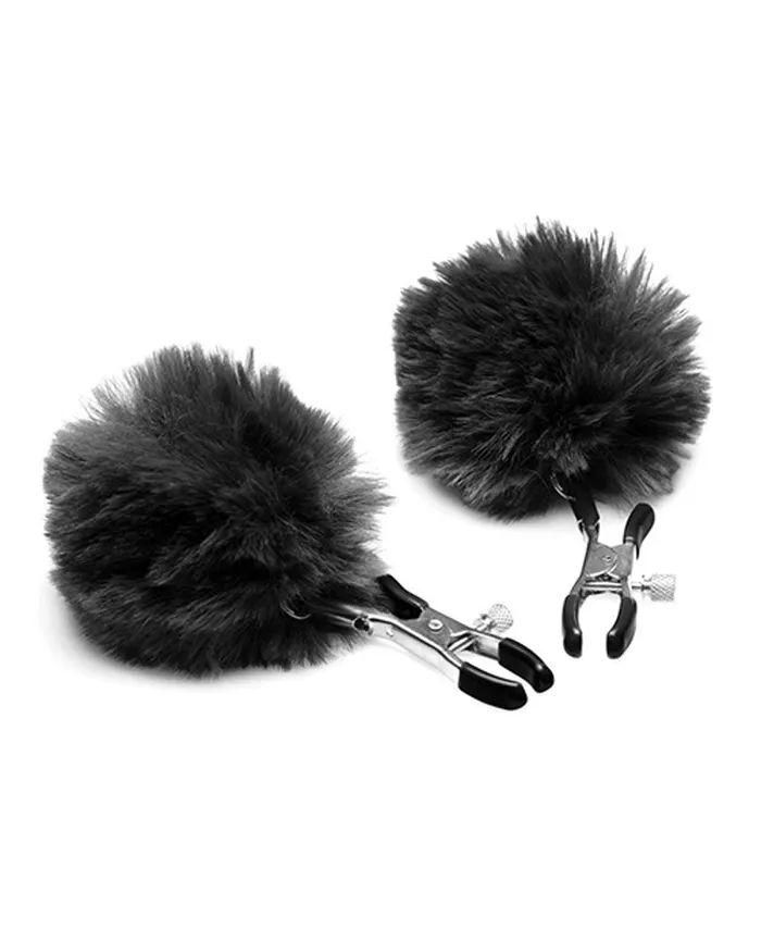 XR Brands Charmed Anal Pom Pom Nipple Clamps Black