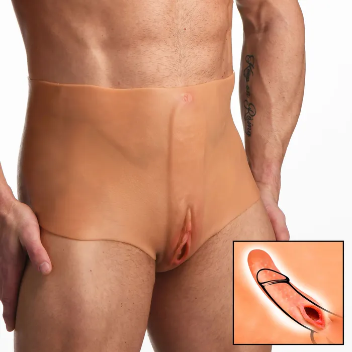 XR Brands Master Series Male Sex Toys Pussy Panties Silicone Vagina Plus Ass Panties Small