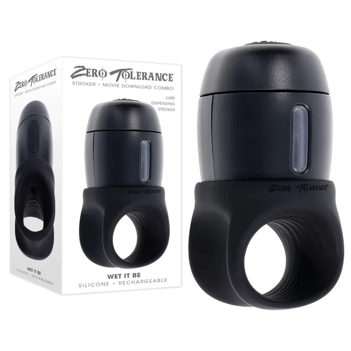 Zero Tolerance Male Sex Toys Zero Tolerance WET IT BE Black USB Rechargeable Vibrating and Self Lubricating Stroker