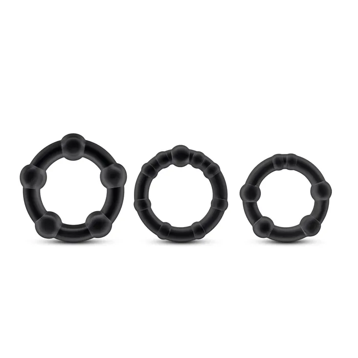 Anal Blush Novelties Stay Hard Beaded Cockrings 3 Pack Black