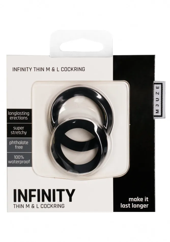 Anal Shots Mjuze Infinity Thin M and L Cockring Black