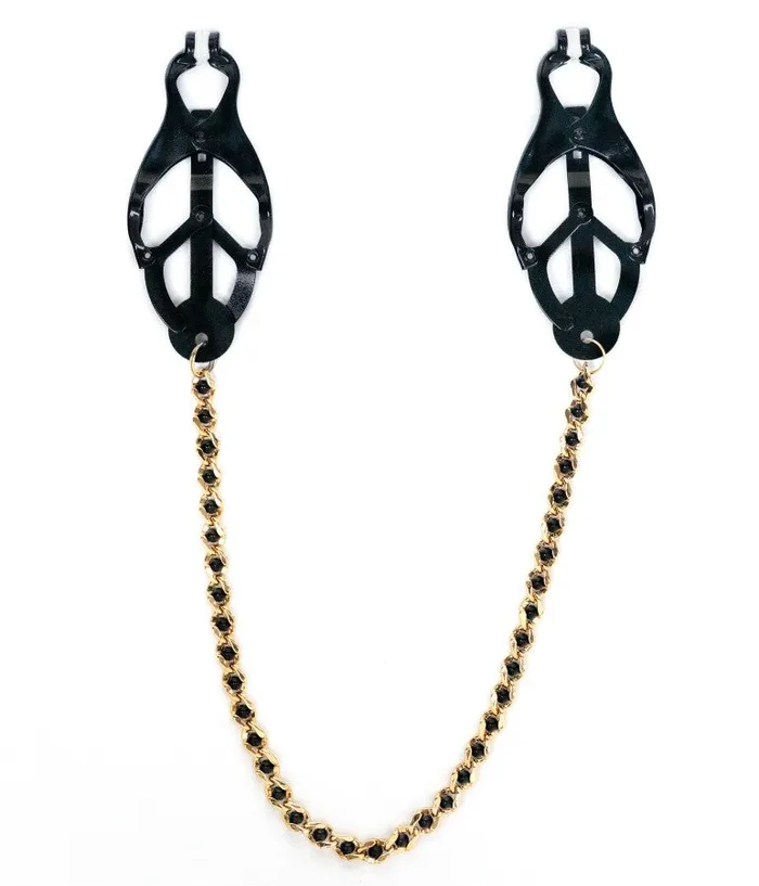 Anal Spartacus Black Butterfly Clamps with Beaded Chain