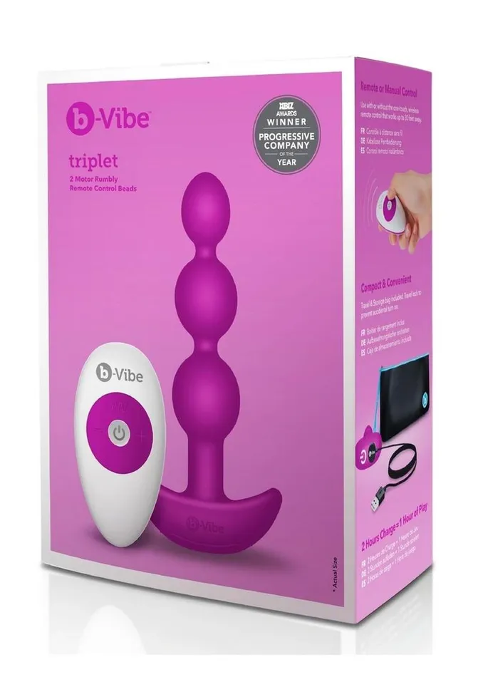 BVibe Triplet Anal Beads Rechargeable Silicone Beads with Remote Control bVibe Male Sex Toys