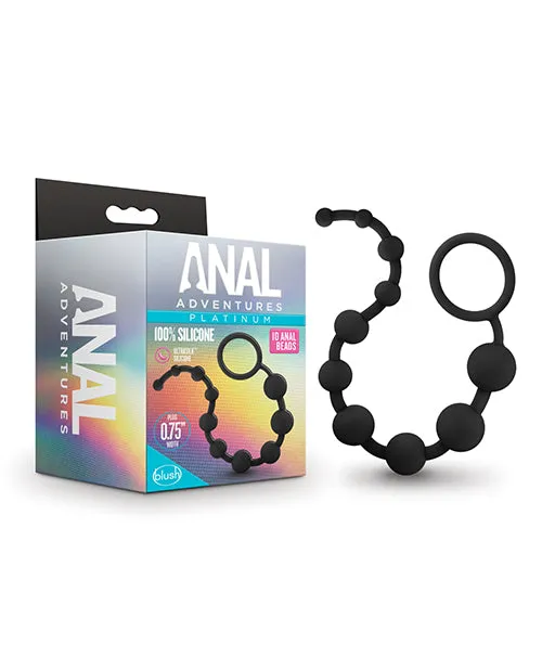 Blush Anal Adventures Platinum Silicone 10 Anal Beads Black Blush Novelties Anal