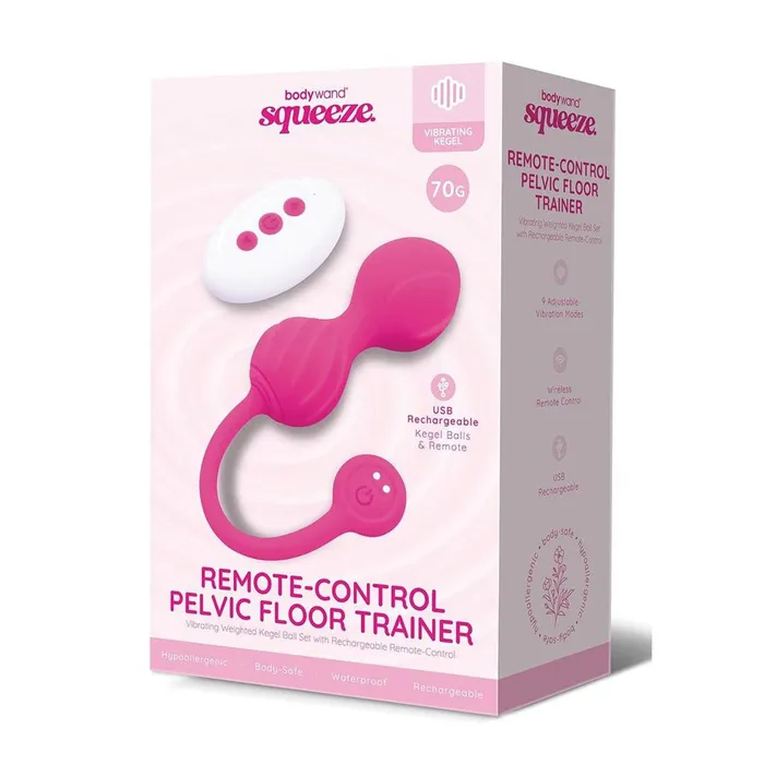 Bodywand Female Sex Toys Bodywand Squeeze RemoteControl Pelvic Floor Trainer Pink USB Rechargeable Weighted Kegel Balls with Remote