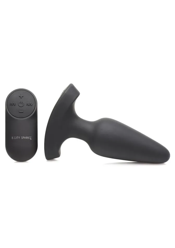 Booty Sparks Male Sex Toys Booty Sparks Laser F Me Rechargeable Silicone Anal Plug with Remote Control Medium Black with Red Light