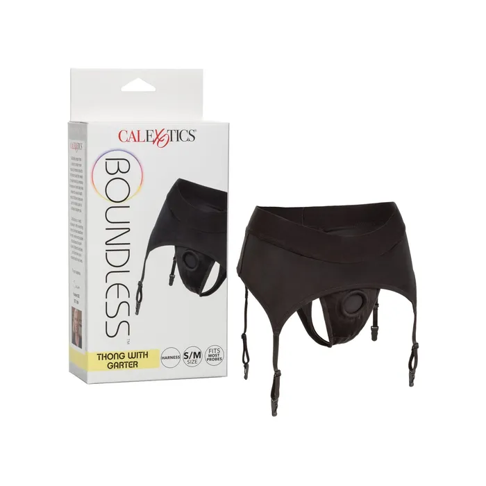 Boundless Thong With Garter Sm Black CalExotics Anal