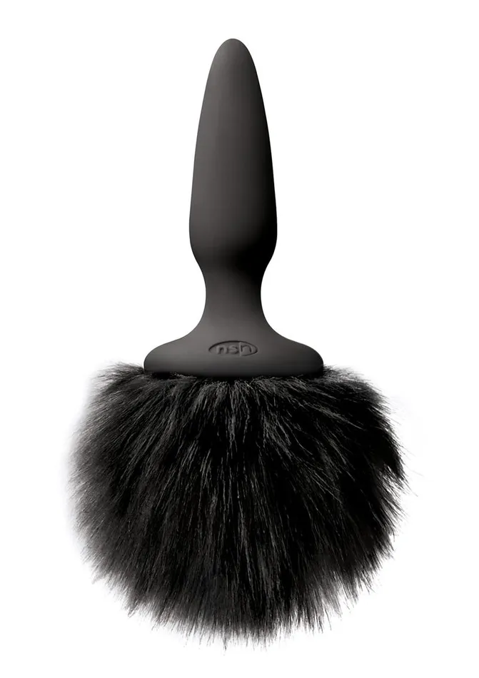 Bunny Tails Mini Silicone Butt Plug Black Fur Bunny Tails Anal