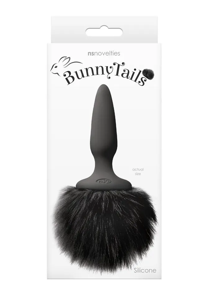 Bunny Tails Mini Silicone Butt Plug Black Fur Bunny Tails Anal