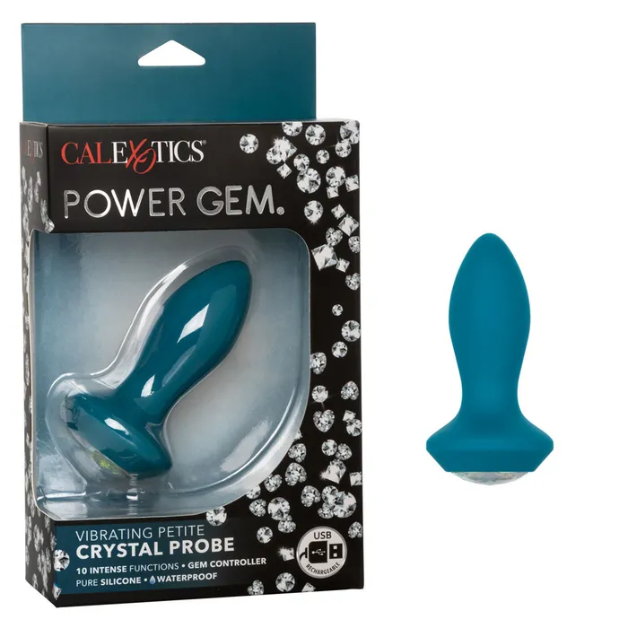 California Exotic Anal Power Gem Vibrating Petite Crystal Probe Blue