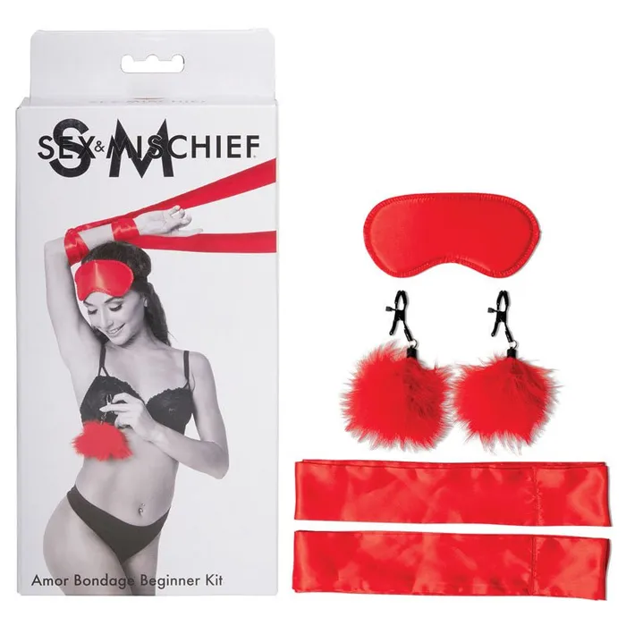 Couples Sportsheets Sex Mischief Amor Bondage Beginner Kit Red 5 Piece Set