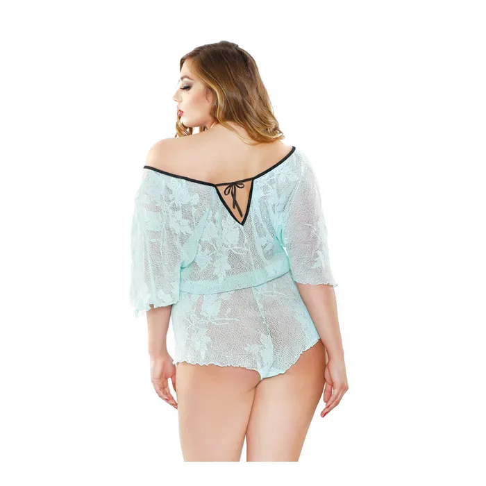 Curve Stretch Lace Romper Seafoam 3X4X Fantasy Lingerie Vibrators