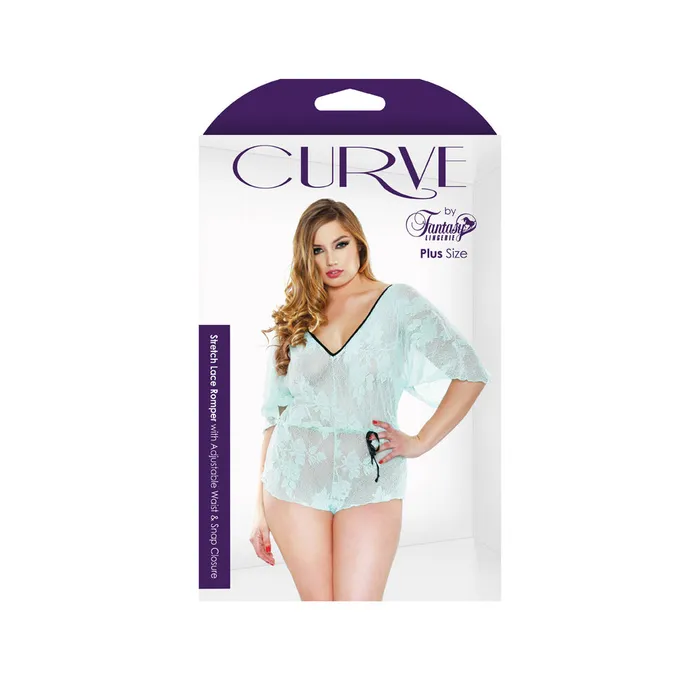 Curve Stretch Lace Romper Seafoam 3X4X Fantasy Lingerie Vibrators