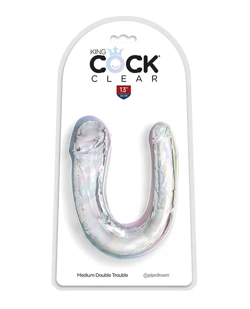 Dildos Pipedream Products King Cock Clear Medium Double Trouble Dildo Clear