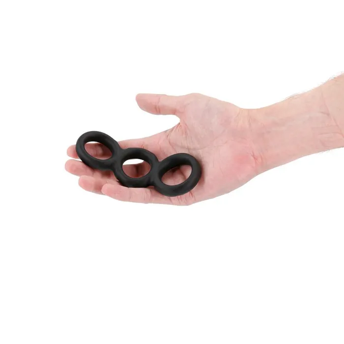 Dildos Renegade Threefold Black Black Cock Balls Rings NS Novelties