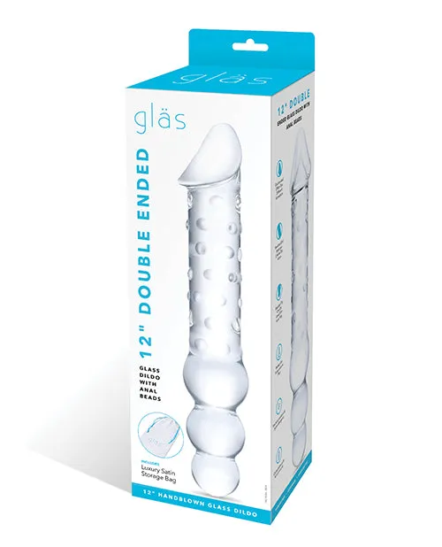 Electric Eel INC Dildos Glas 12 Double Ended Glass Dildo wAnal Beads Clear