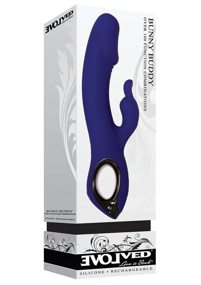 Evolved Female Sex Toys Bunny Buddy Rechargeable Silicone Dual Vibrator with Clitoral Stimulator