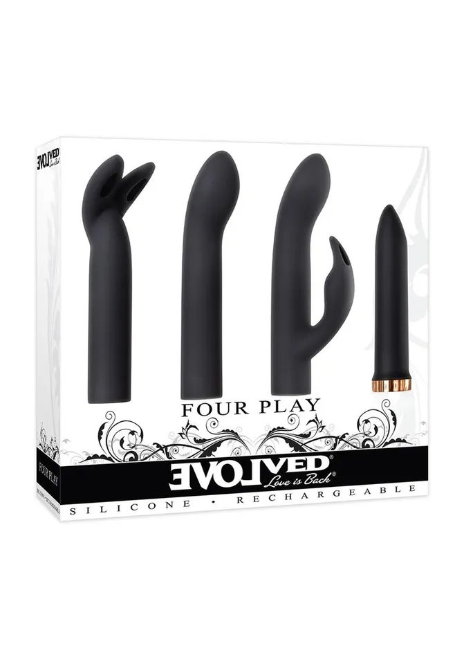 Evolved Four Play Rechargeable Bullet with 3 Silicone Sleeves Kit Female Sex Toys